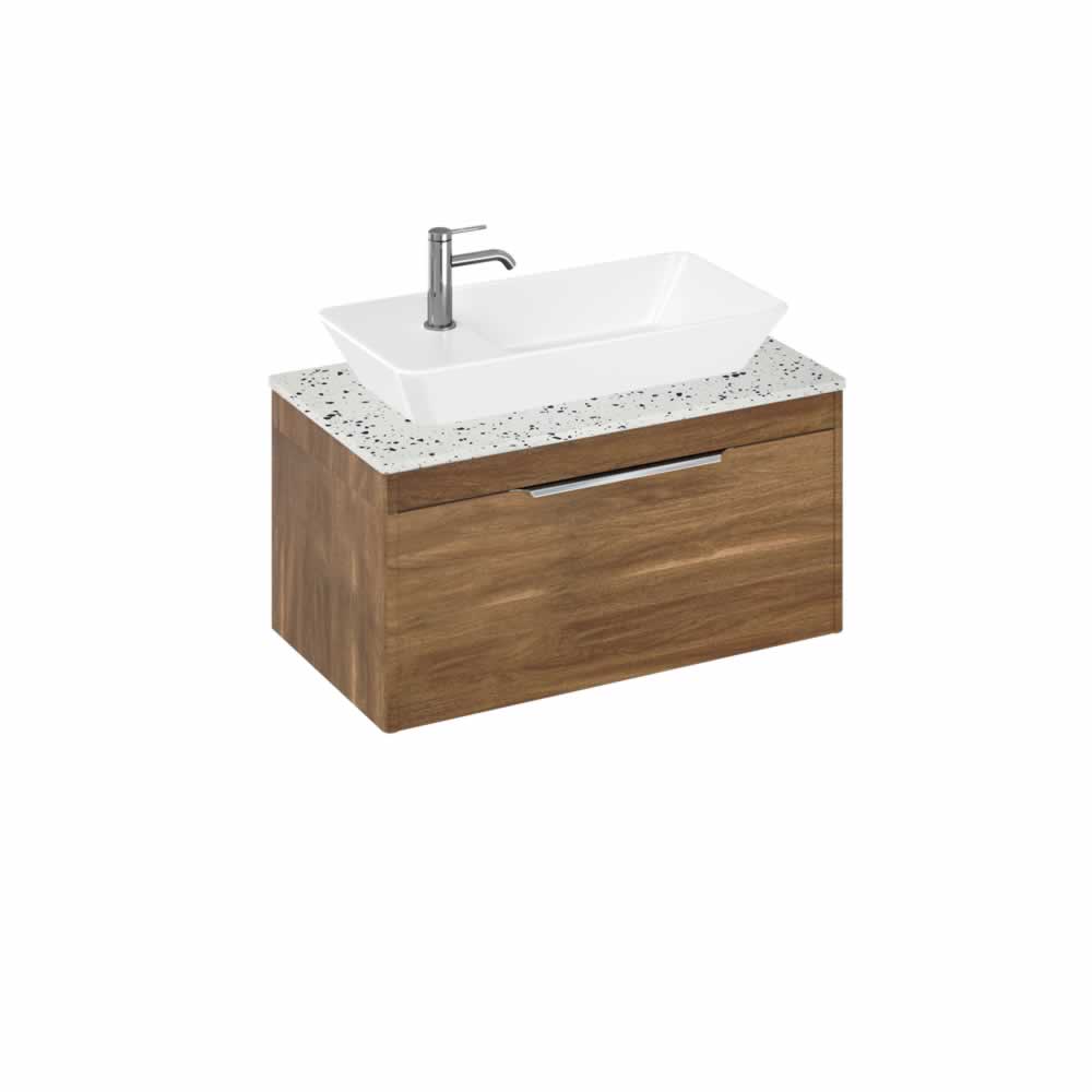 Shoreditch 85cm single drawer Caramel with Ice Blue Worktop and Yacht Countertop Basin